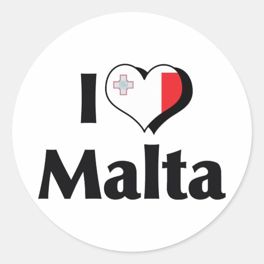 I Love Malta Flag Ronde Sticker (Voorkant)