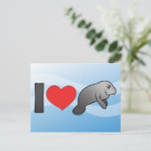 I Love Manatees Briefkaart (Staand voorkant)
