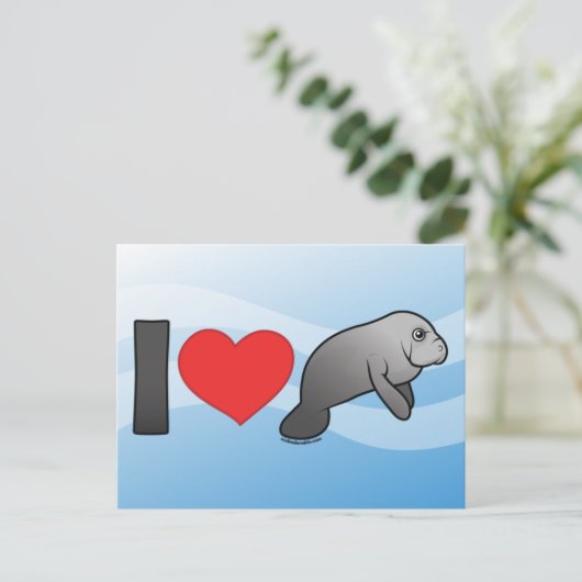 I Love Manatees Briefkaart (Staand voorkant)