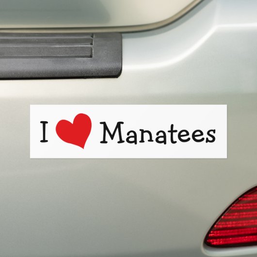 I Love Manatees Bumpersticker (Op auto)