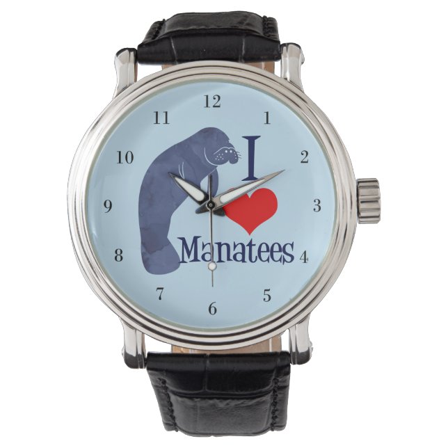 I Love Manatees Horloge (Voorkant)