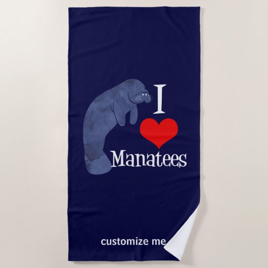 I Love Manatees Strandlaken (Voorkant)