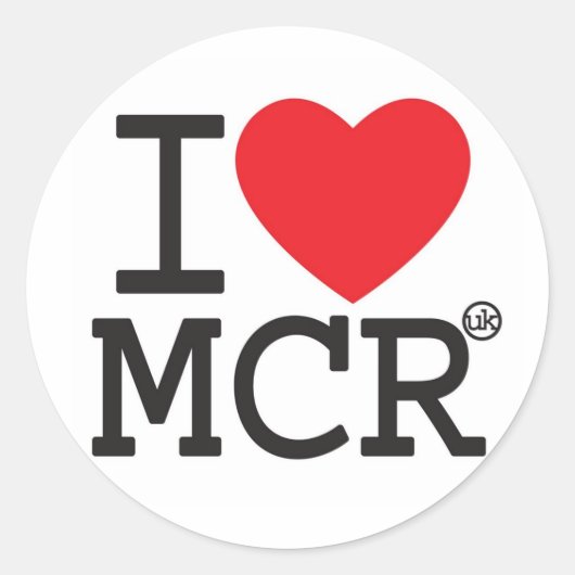 I Love Manchester Ronde Sticker (Voorkant)