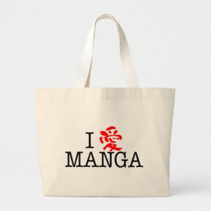I Love Manga Grote Tote Bag