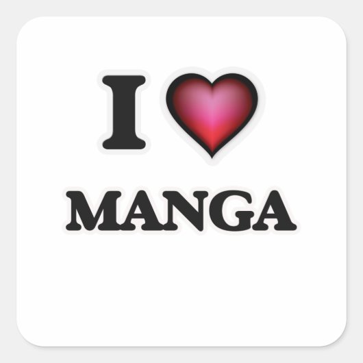 I Love Manga Vierkante Sticker (Voorkant)