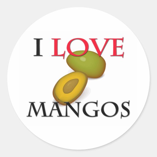 I Love Mangos Ronde Sticker (Voorkant)