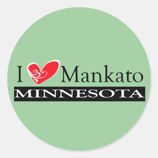 I Love Mankato Minnesota Ronde Sticker (Voorkant)