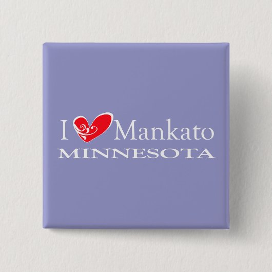 I Love Mankato Minnesota Vierkante Button 5,1 Cm (Voorkant)