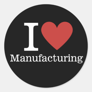 I ❤️ Love Manufacturing (voor werknemers) CUSTOM Ronde Sticker