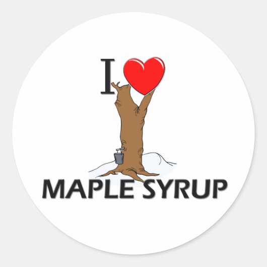 I Love Maple Syrup Ronde Sticker (Voorkant)