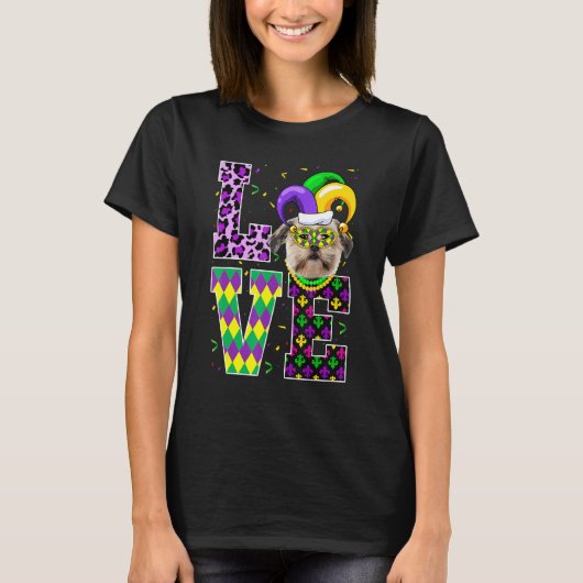 I Love Mardi Gras Festival Party Lover Funny Shih T-shirt (Voorkant)