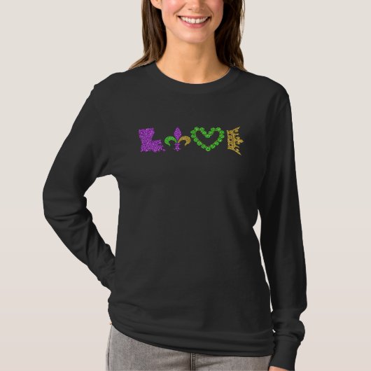 I LOVE Mardi Gras Fleur De Lys Symbol Men Women T-shirt (Voorkant)