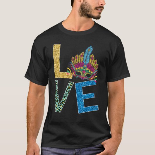 I Love Mardi Gras Mardi Gras 2022 Beads Mask Fea T-shirt (Voorkant)