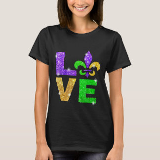 I Love Mardi Gras T-shirt Fleur de Lis Gift Mannen