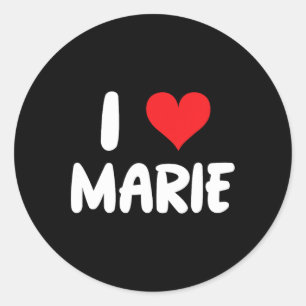 I Love Marie - Hart - Naam Ronde Sticker