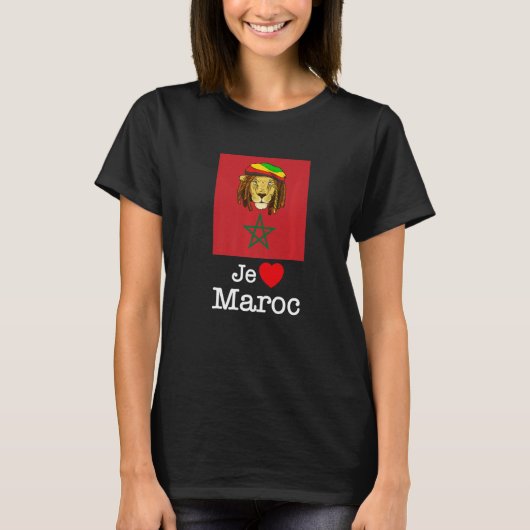I Love Maroc, Cool Marokko Lions with Flag Illustr T-shirt (Voorkant)