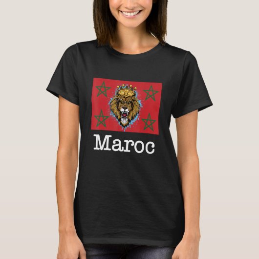 I Love Maroc Cool Morocco Lions Illustration Graph T-shirt (Voorkant)