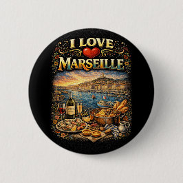 I love Marseille Ronde Button 5,7 Cm