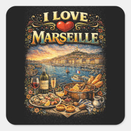 I love Marseille Vierkante Sticker
