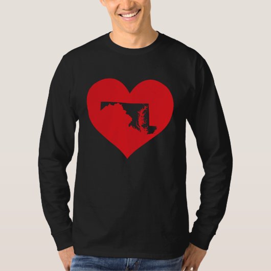 I Love Maryland Heart  Resident State Pride T-shirt (Voorkant)