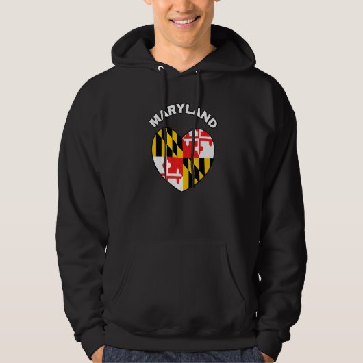 I Love Maryland MD State Flag Heart Baltimore Hon Hoodie (Voorkant)