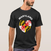 I Love Maryland MD State Flag Heart Baltimore Hon T-shirt (Voorkant)