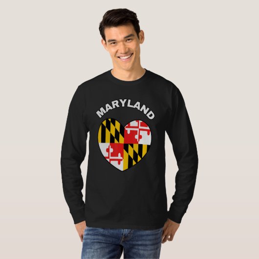 I Love Maryland MD State Flag Heart Baltimore Hon T-shirt (Voorkant volledig)