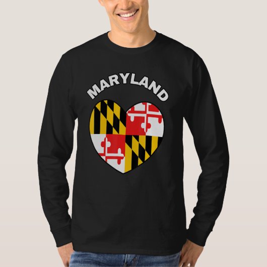 I Love Maryland MD State Flag Heart Baltimore Hon T-shirt (Voorkant)