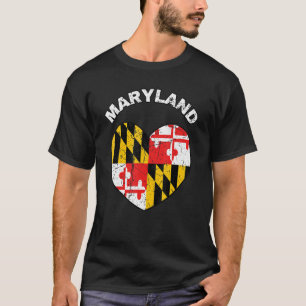 I Love Maryland MD State Flag Heart Baltimore Hon T-shirt