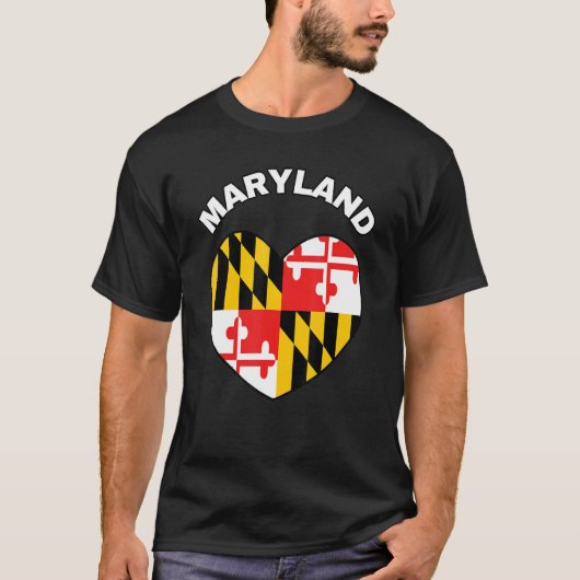 I Love Maryland MD State Flag Heart Baltimore Hon T-shirt (Voorkant)