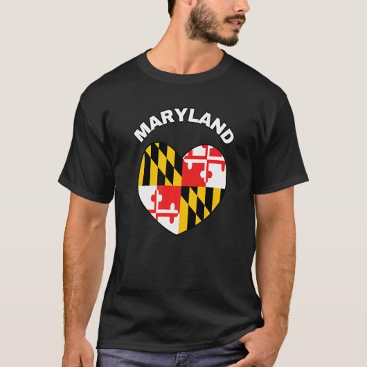 I Love Maryland MD State Flag Heart Baltimore Hon T-shirt (Voorkant)