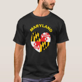 I Love Maryland MD State Flag Heart Baltimore Hon T-shirt (Voorkant)