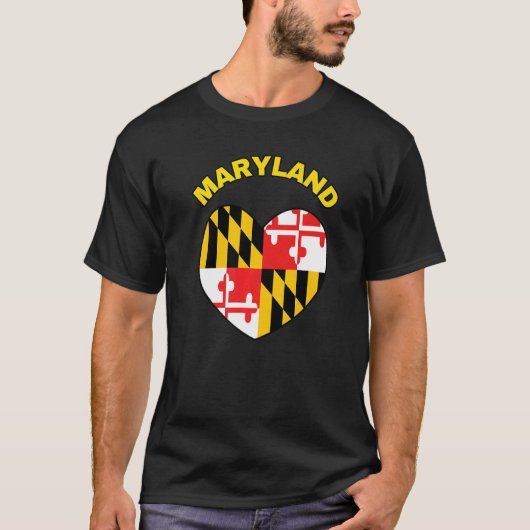 I Love Maryland MD State Flag Heart Baltimore Hon T-shirt (Voorkant)