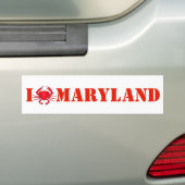 I Love Maryland Red Crab Crabs Bumpersticker (Op auto)