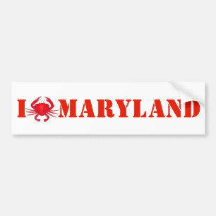 I Love Maryland Red Crab Crabs Bumpersticker