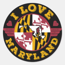 I Love Maryland State Flag and Map