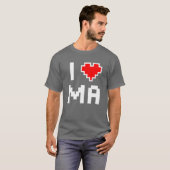 I Love Massachusetts Pixel heart for Bay Stater ga T-shirt (Voorkant volledig)