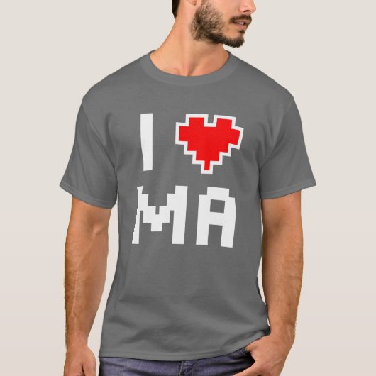 I Love Massachusetts Pixel heart for Bay Stater ga T-shirt (Voorkant)
