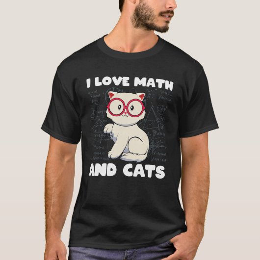 I Love Math And Cats Cute Kitty Fan Geek Nerd Math T-shirt (Voorkant)