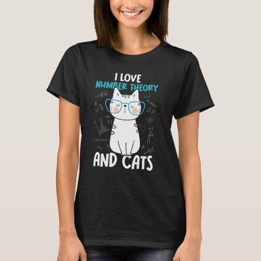 I Love Math and Cats Number Theory 1 T-shirt (Voorkant)