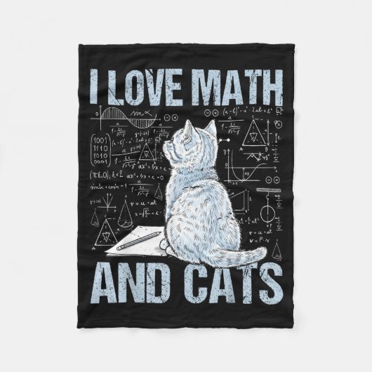I Love Math And Cats Science Teacher Student Funny Fleece Deken (Voorkant)