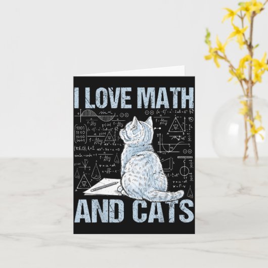 I Love Math And Cats Science Teacher Student Funny Kaart (Gele Bloem)