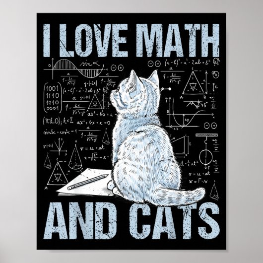 I Love Math And Cats Science Teacher Student Funny Poster (Voorkant)