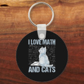 I Love Math And Cats Science Teacher Student Funny Sleutelhanger (Voorkant)