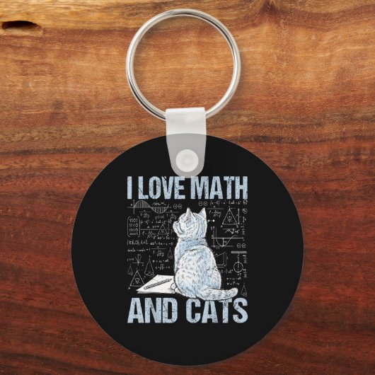 I Love Math And Cats Science Teacher Student Funny Sleutelhanger (Voorkant)