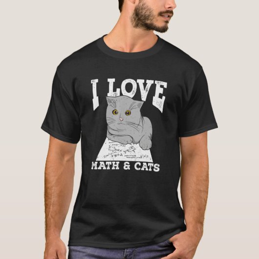 I Love Math And Cats T-shirt (Voorkant)