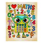 I Love Maths Cute Calculator Design Perfect Poster (Voorkant)