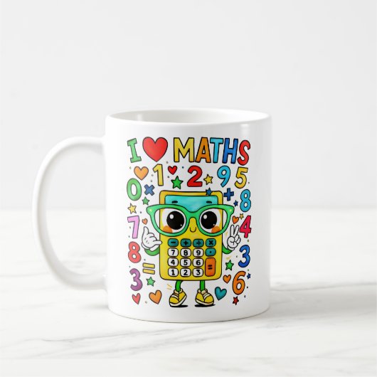 I Love Maths Cute Calculator Mug for Kids Koffiemok (Links)
