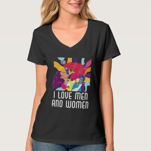 I Love Men And Women Bisexual Pride Bisexuality LG T-shirt (Voorkant)