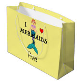 I Love Mermaids Design - Cadeautas - Groot (Achterkant Gekanteld)